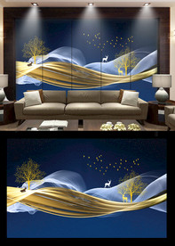 轻奢抽象线条背景墙