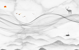 线条山水画 TIF分层 中式