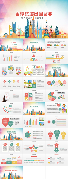 全球旅游世界旅游出国留学PPT