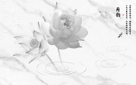 灰色荷花水墨画 TIF分层