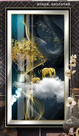 发财树大象玄关装饰画