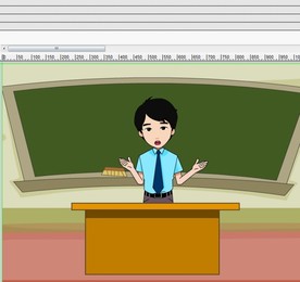 课堂男教师西装人物讲课