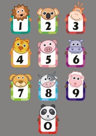 可爱卡通动物头像数字识字牌