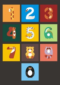 可爱卡通动物象形数字牌