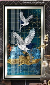 玄关过道祥和仙鹤中式装饰画晶瓷