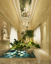 别墅 酒店 景观小品 水景