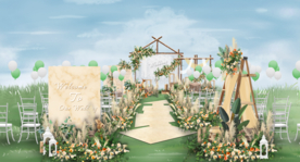 香槟色户外婚礼仪式区