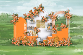 橙色婚礼迎宾区