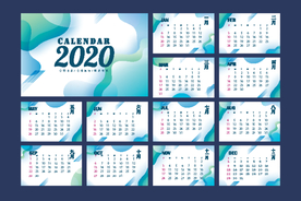 简约蓝色商务日历