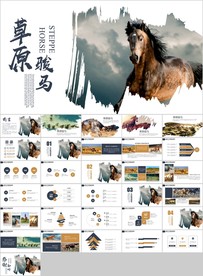 奔跑的骏马草原旅游牧马ppt