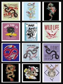 中国风图腾插画纹身海报背景图案