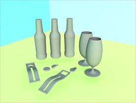 酒瓶模型 红酒架 C4D模型