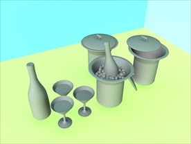 酒瓶模型 红酒架 C4D模型