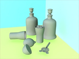 酒瓶模型 红酒架 C4D模型