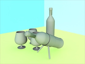 酒瓶模型 红酒架 C4D模型