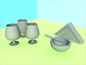 酒杯模型 烟灰缸 C4D模型