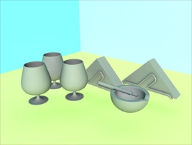 酒杯模型 烟灰缸 C4D模型