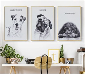现代小狗欧派装饰画无框画