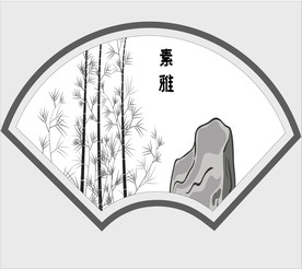 矢量图背景素材中国风扇形窗画