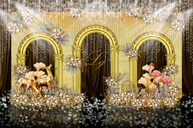 欧式金碧辉煌罗马柱拱门婚礼背景