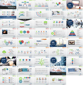 多边形月度总结PPT模板