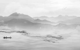 灰色新意境山水画 TIF分层