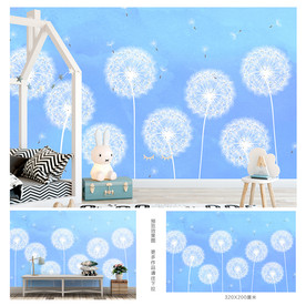 蒲公英儿童背景墙可爱简洁