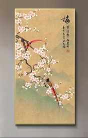 原创玄关手绘梅花喜鹊装饰画壁画