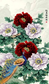 孔雀牡丹图