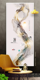 玄关挂画 新中式装饰画 竖版