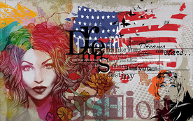 复古欧美美女个性英文工装背景墙