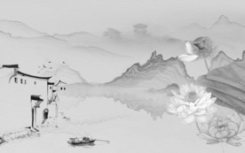 江南山水中国风画 TIF分层