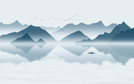 新中式水墨山水画背景墙