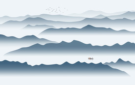 新中式水墨山水画背景墙