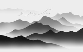 新中式水墨山水背景墙装饰画