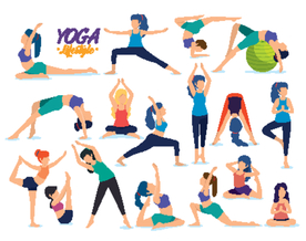 瑜伽美女插画图片