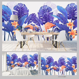 蓝紫色梦幻紫色北欧风格背景墙