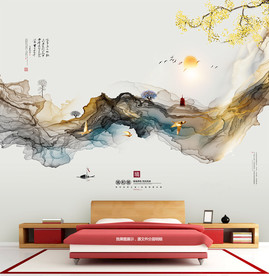 泼墨 新中式壁画 墙绘 水墨画