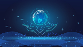 矢量图未来科技点粒子地球设计背