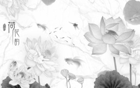 新中式大气荷花画 TIF分层