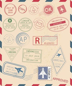 英文复古邮戳矢量元素图