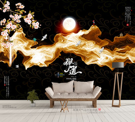 新中式黑金背景墙