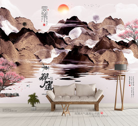 新中式山水背景墙