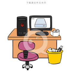 手绘Q版卡通电脑桌