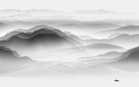 高清 灰色山水画 TIF分层