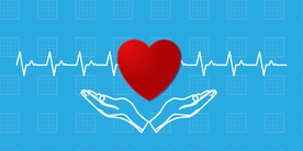 健康生活，双手捧着跳动的红心