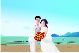 婚纱插画背景
