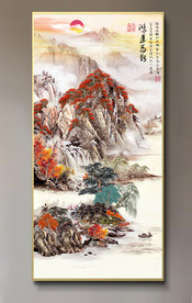 原创玄关山水装饰画背景墙