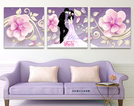 浪漫一生情侣浮雕花朵无框画