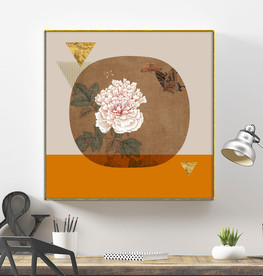 新中式宋画花鸟爱马仕橙装饰画